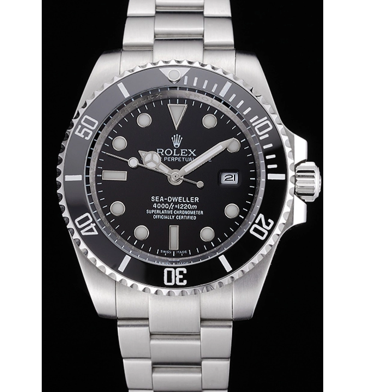 Aaa replica watch Rolex Stainless Case Steel Bracelet Sky Black 622837 Dwellerr Dial And 0821